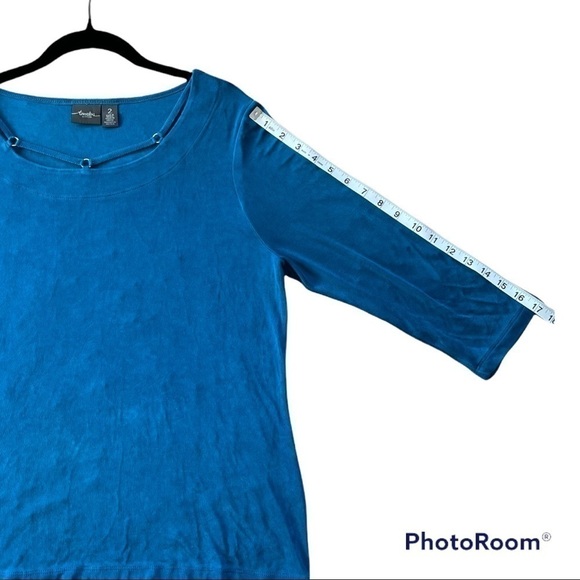 CHICO'S Travelers Blue Boatneck Top | 2 - Picture 5 of 6